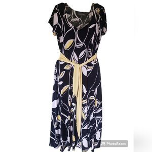 Perceptions Women’s Size 8‎ Black & Yellow Print Dress | Summer Sundress